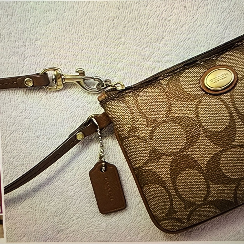 Coach Brown Signature Canvas Crossbody Wristlet - Picture 3 of 5
